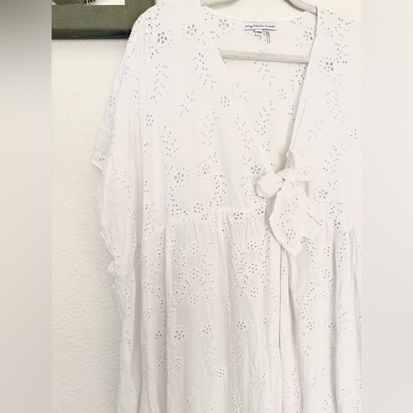 Young Fabulous & Broke Eyelet Kaftan Maxi Dress Bow Beach Cover Up Boho Cruise - Picture 4 of 6